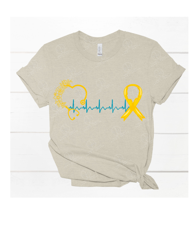 Heartbeat Stethoscope & yellow ribbon