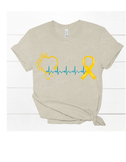 Heartbeat Stethoscope & yellow ribbon