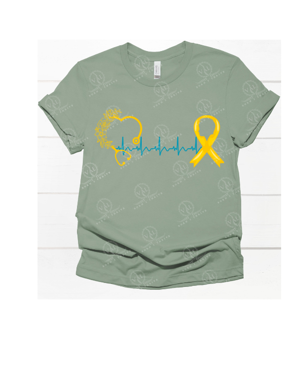 Heartbeat Stethoscope & yellow ribbon