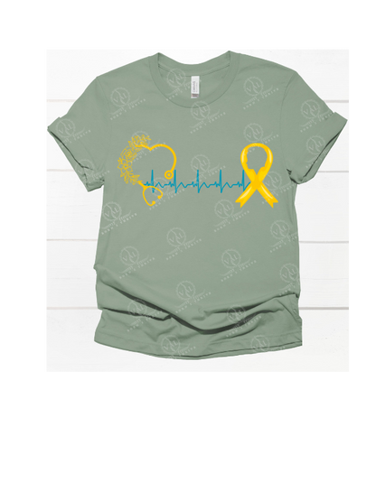 Heartbeat Stethoscope & yellow ribbon