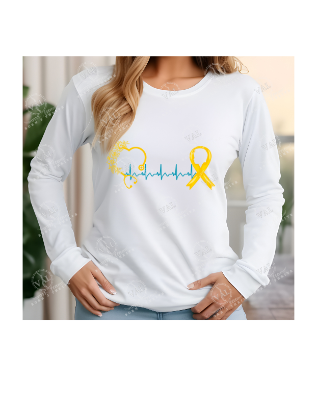 Heartbeat Stethoscope & yellow ribbon